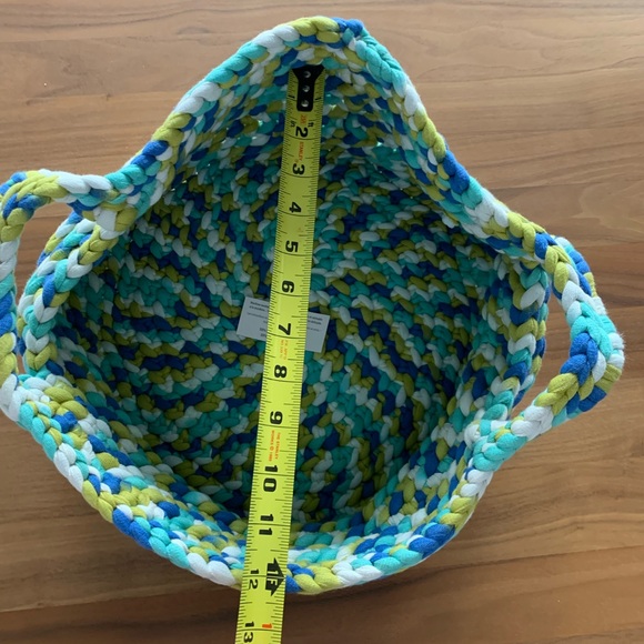 NEW!! Hand crocheted 12” diameter 9” high basket with handles. - Picture 5 of 6